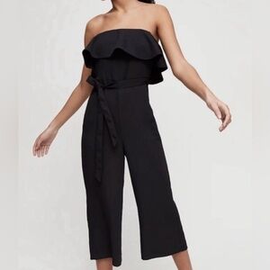NWT Aritzia Babaton Flutter Strapless Wide Leg Cropped Jumpsuit